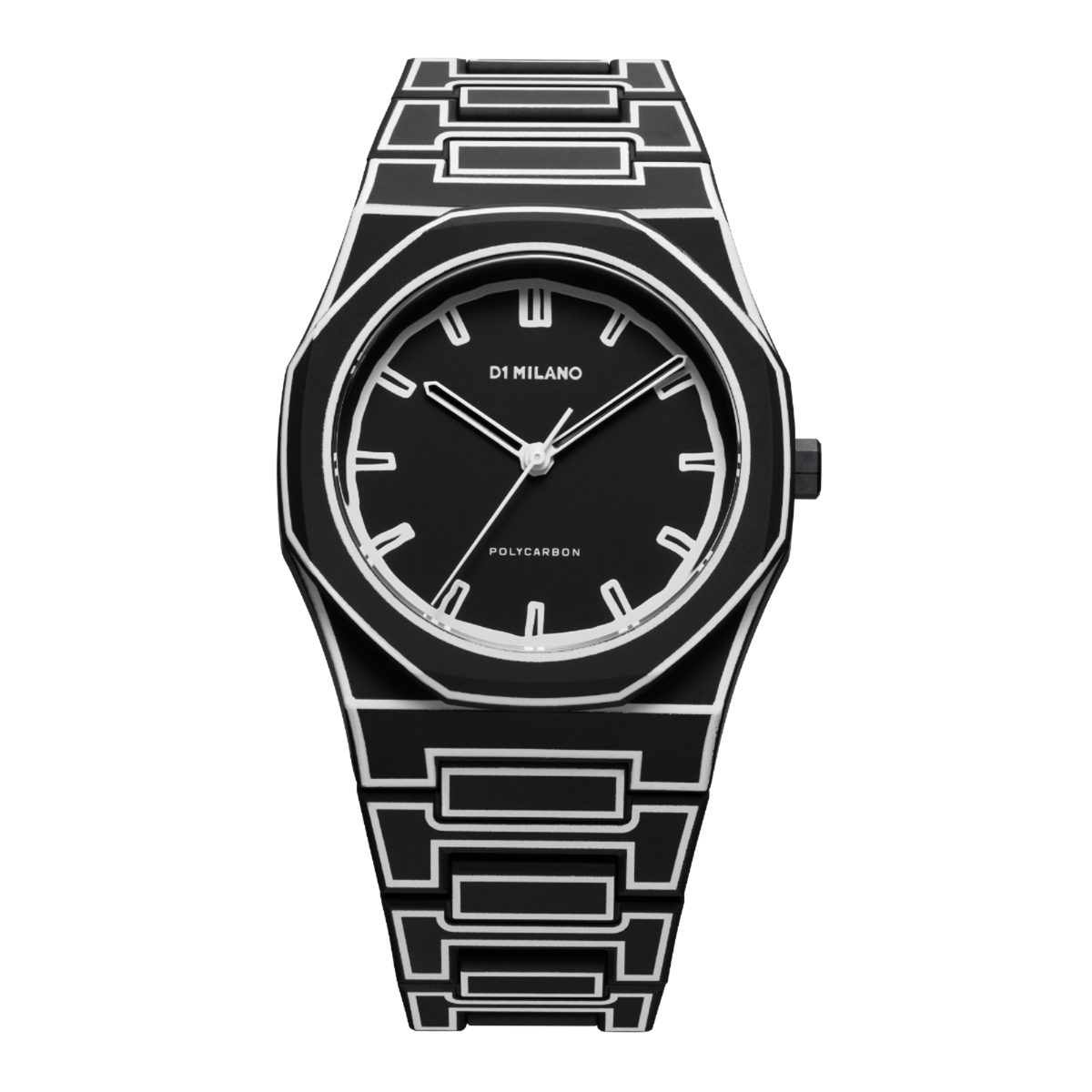 D1 Milano Ens Balck D1-pcbj33 Polycarbon Black Sketch Polycarbonate Quartz Watch