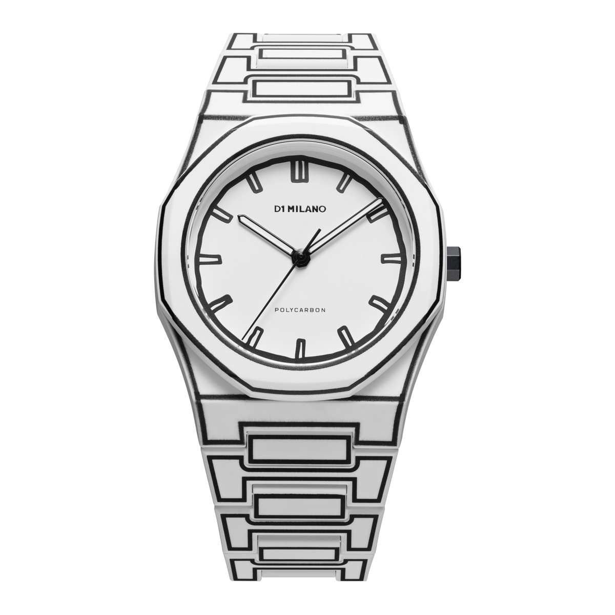 D1 Milano Polycarbon White Sketch Polycarbonate Quartz Watch In White