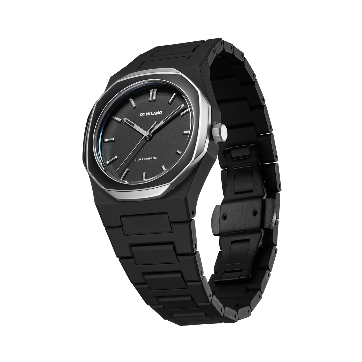 Shop D1 Milano Watch Polycarbon 37 Mm In Black/silver