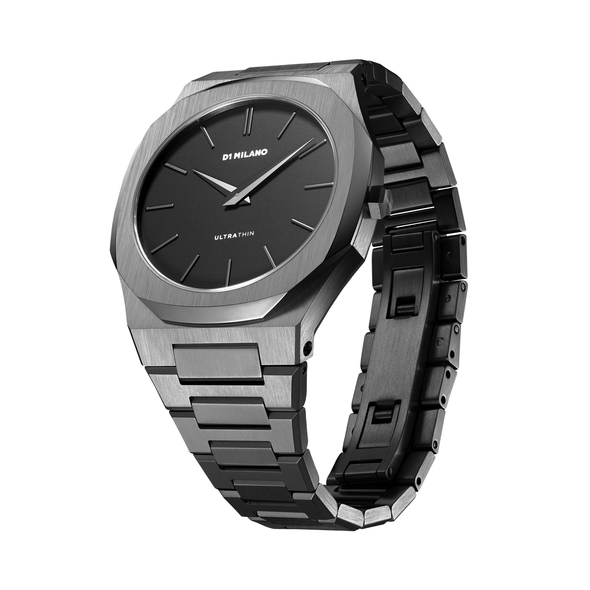 Shop D1 Milano Watch Ultra Thin Bracelet 40 Mm In Black/gun Metal