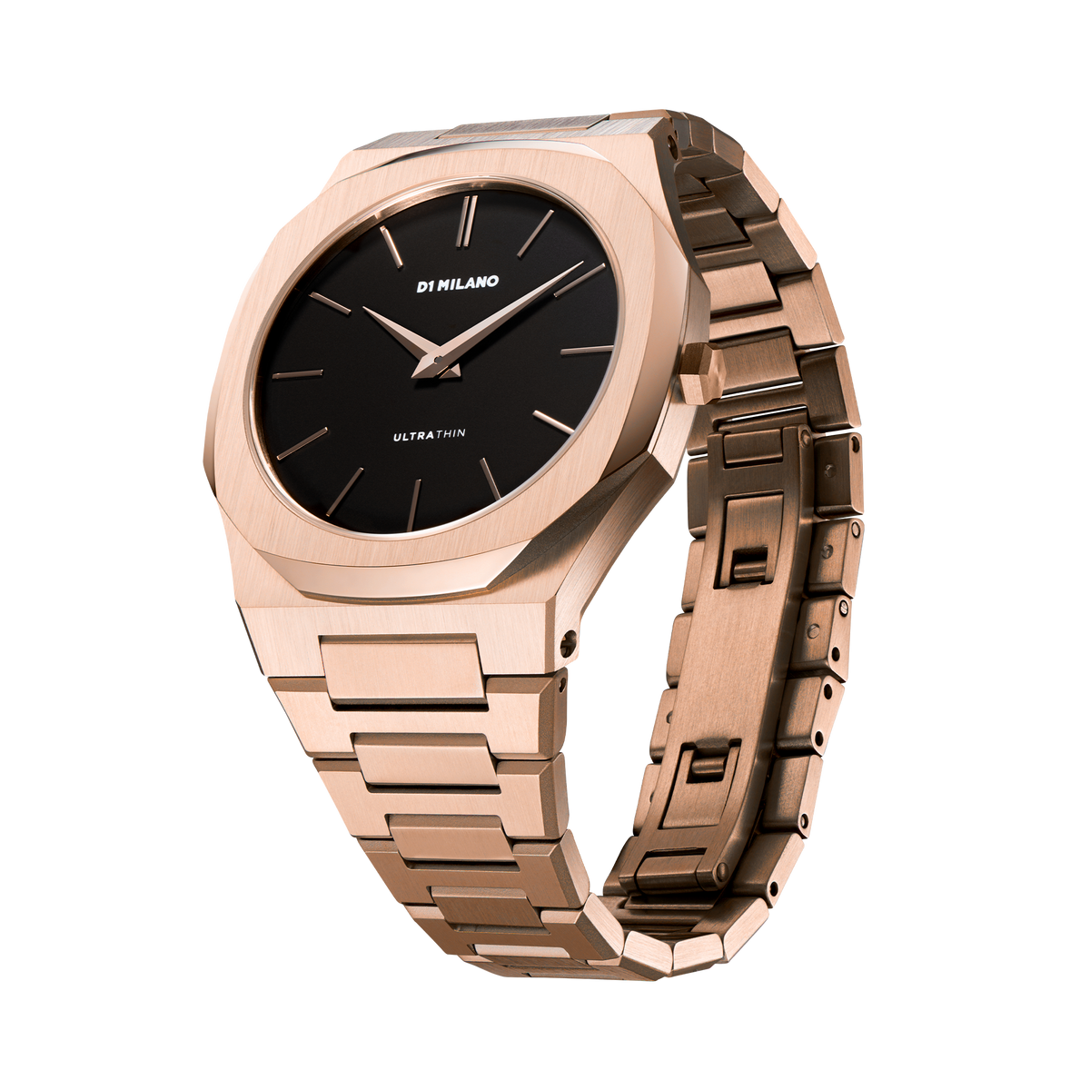 D1 Milano Watch Ultra Thin Bracelet 40 Mm In Black/rose Gold