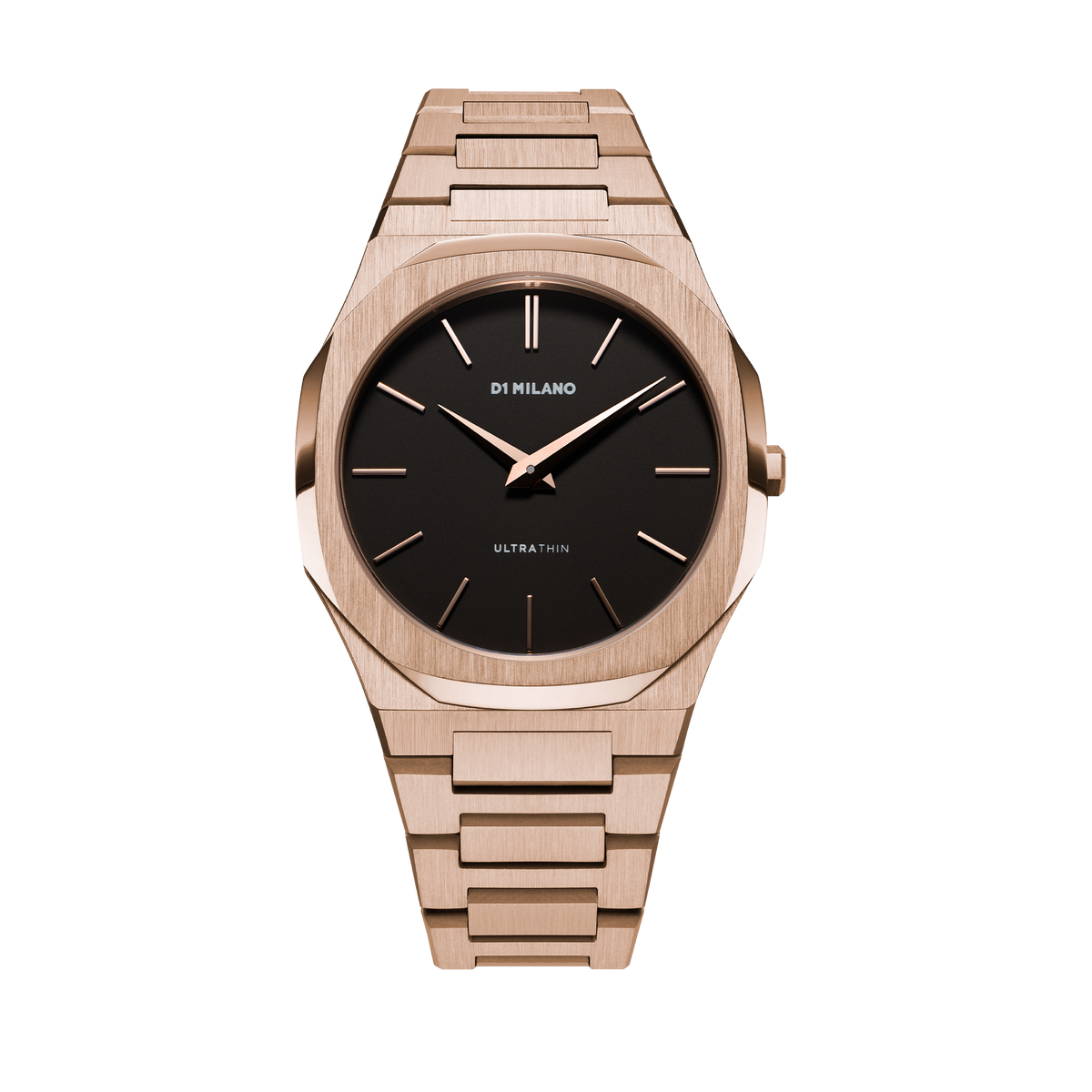 D1 Milano Watch Ultra Thin Bracelet 40 Mm In Black/rose Gold