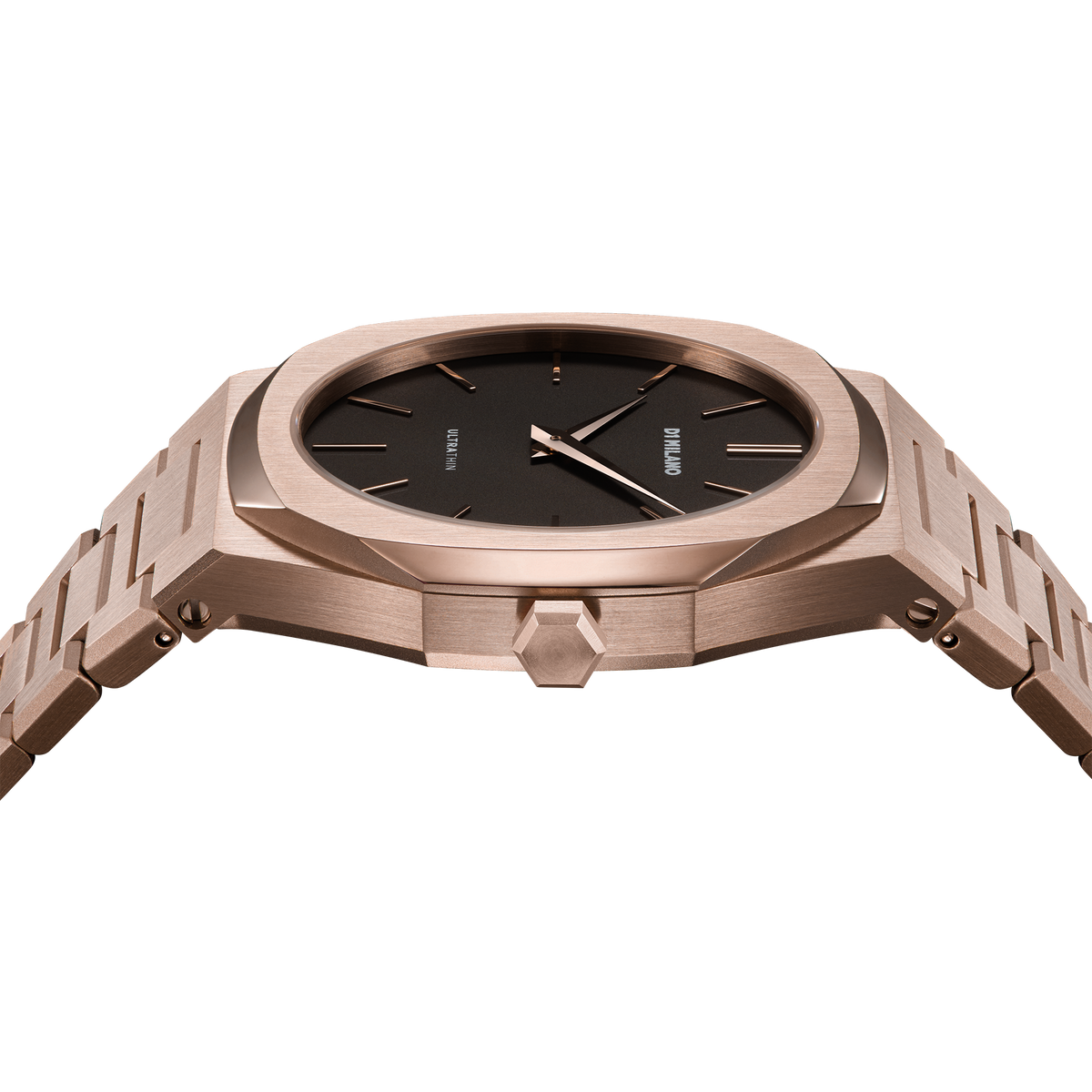 D1 Milano Watch Ultra Thin Bracelet 40 Mm In Black/rose Gold