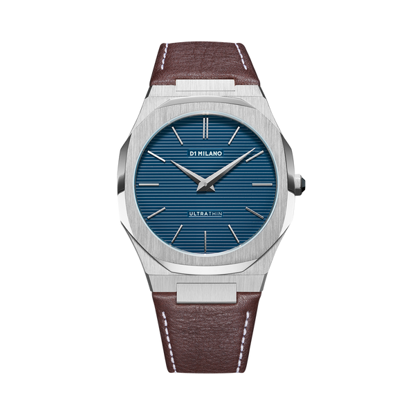 Ultra Thin Leather 40 mm Espresso Blue D1 Milano